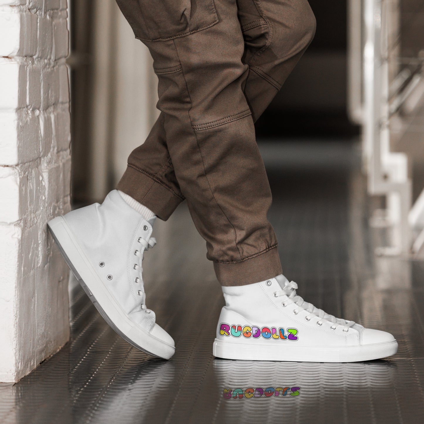 RugLabz Men’s High Top Canvas Shoes (White)