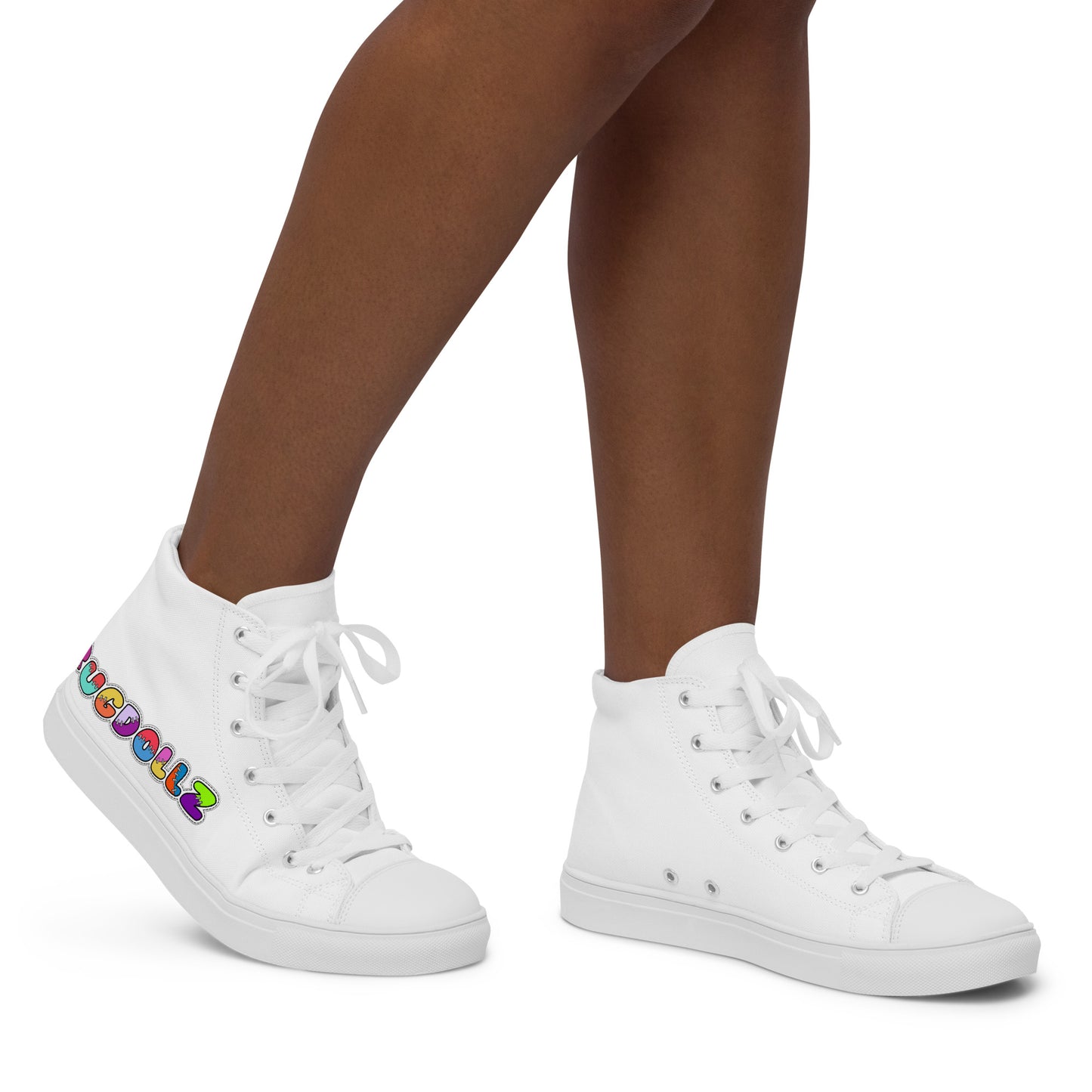 RugDollz Women’s High Top Canvas Shoes (White)