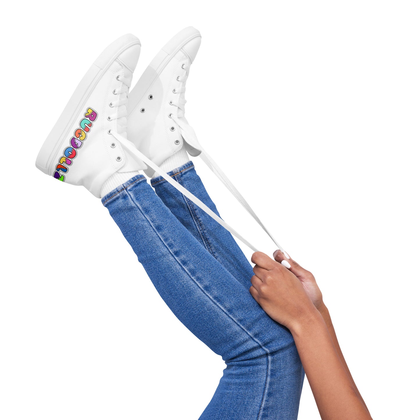 RugDollz Women’s High Top Canvas Shoes (White)
