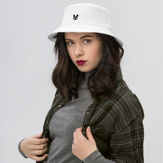 RugDollz White Bucket Hat Black Logo