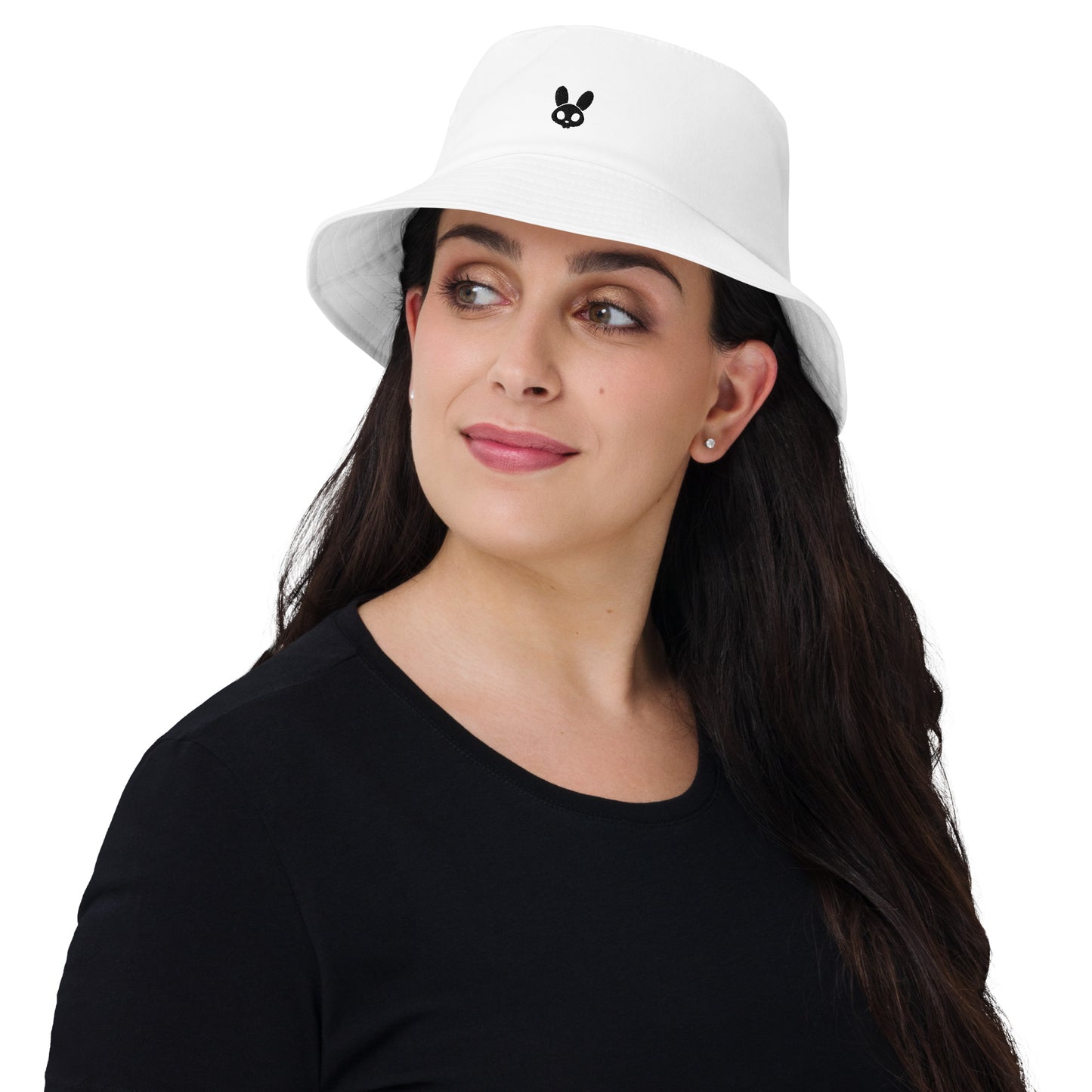 RugDollz White Bucket Hat Black Logo