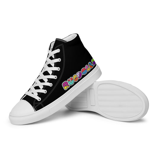 RugDollz Men’s High Top Canvas Shoes (Black)